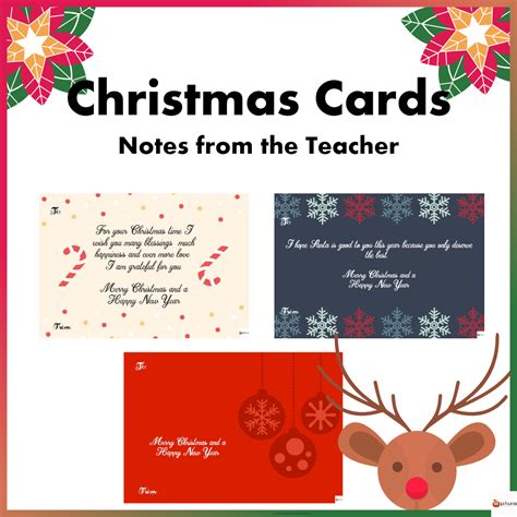 Christmas Cards For Students Notes From The Teacher Made By Teachers