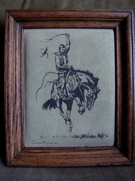 Frederic Remington Cowboy Western Art Print On Leather