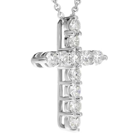 Diamond Cross Necklace Pendant 072 Carats Gold Or Platinum