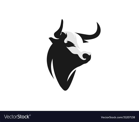 Drawing Art Black Elegant Head Bull Cow Ox Vector Image