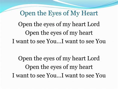 Ppt Open The Eyes Of My Heart Powerpoint Presentation Free Download