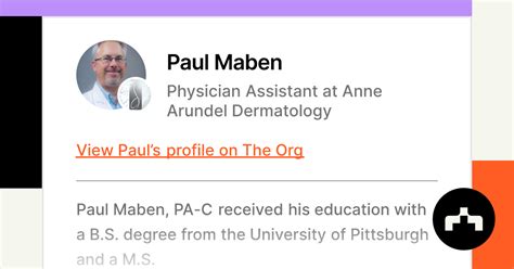 Paul Maben Physician Assistant At Anne Arundel Dermatology The Org