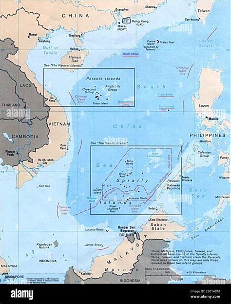 South China Sea Map Of The Disputed Paracel Islands And Spratly