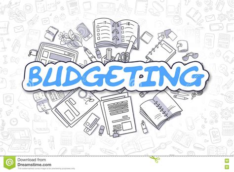 Budgeting Cartoon Blue Word Business Concept Stock Illustration