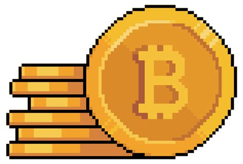 Pixel Art Bitcoin Stacked Cryptocurrency Vector Icon For 8bit Game On