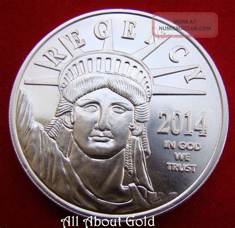 Solid Silver Round 1 Troy Oz Regency Lady Liberty American Eagle 999