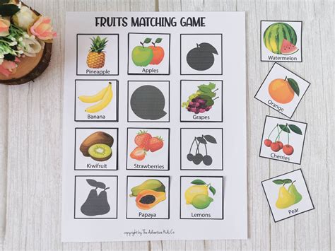 Preschool Fruit Matching Game Printable Fruit Learning Etsy Singapore