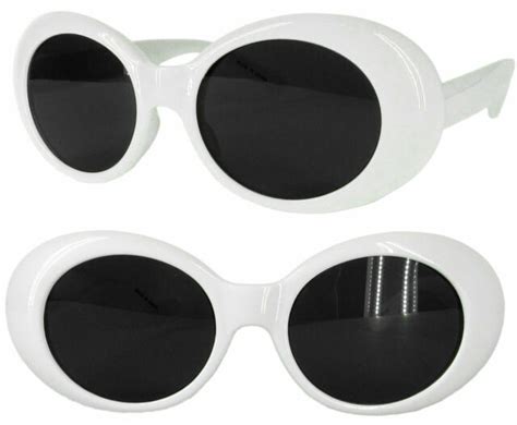 Kurt Cobain White Clout Goggles Sunglasses Rapper Oval Shades 80s