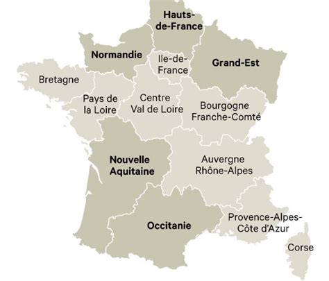 The 13 new metropolitan regions and the 5 overseas regions. Behind the French Menu: Regions - France's Mainland Regions and Their Borders Have Changed ...