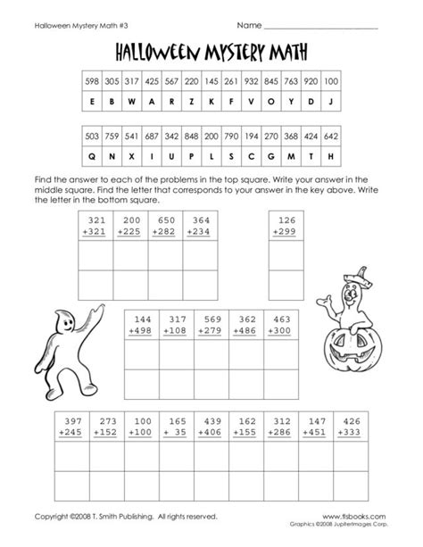 Halloween Mystery Math 3 Worksheet For 2nd 3rd Grade Lesson Planet
