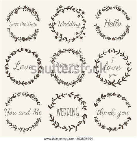 Hand Drawn Floral Wreath Lettering Wedding Stock Vector Royalty Free