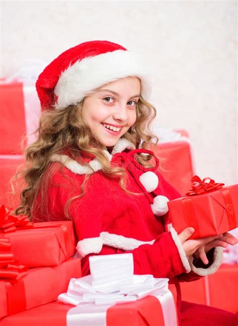 Girl Celebrate Christmas Open Gift Box Opening Christmas Gift Kid Happy With Christmas Present