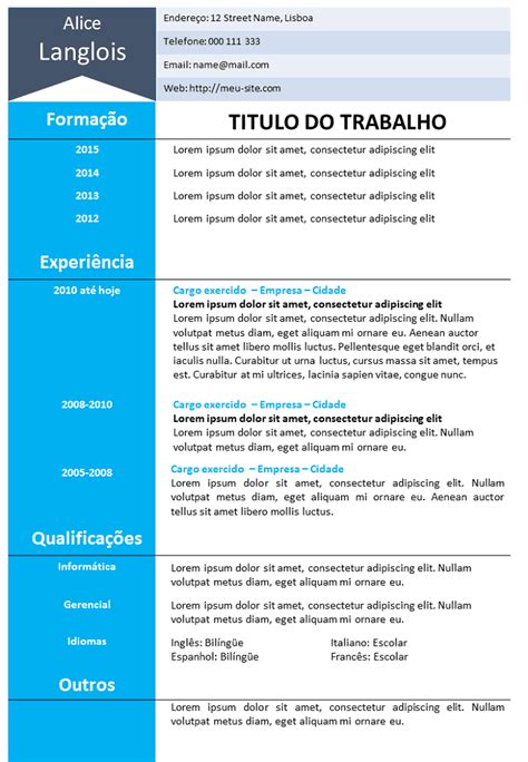 Curriculum Vitae Simples Para Preencher E Imprimir Em Branco Dicas E