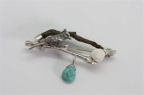 Brooch Silver Wood And Turkoois Turquoise Bracelet Hanger Gemstone