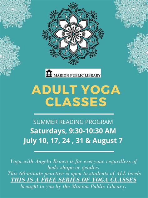 adult yoga classes marion public library