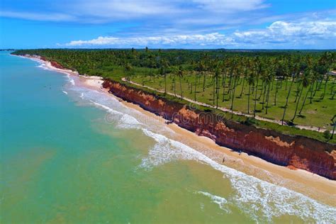 Aerial View Of Cumuruxatiba Beach Prado Bahia Brazil Stock Image