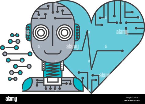 Robot Artificial Intelligence Heart Health Medical Vector Illustration