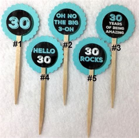 Set Of 12 30th Birthday Party Chalkboard And Teal Cupcake Etsy