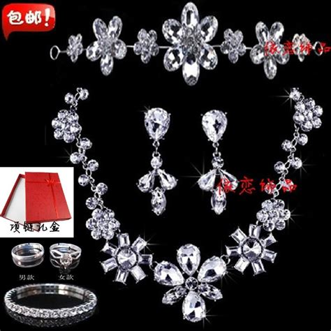 bridal wedding jewelry accessories diamond flower necklace italian lace headdress parure korean