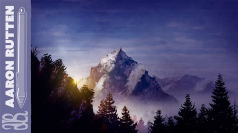 Digital Art Speed Painting Landscape Mountain In The
