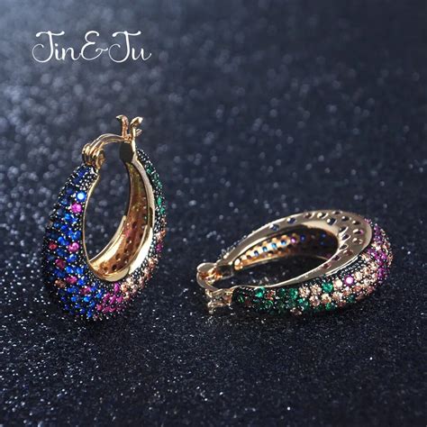 jinandju beautiful colorful color zircon crystal women wedding jewelry ethnic style jewelry round