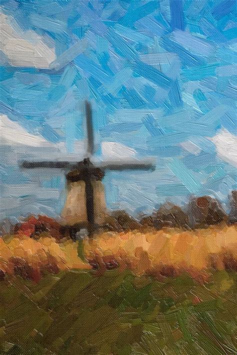 Windmill Digital Painting Digital Painting Canvas Painting Painting