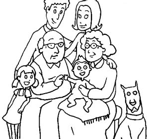 En la primera imagen podemos ver una familia de 5 integrantes, en donde están ambos padres y 3 hijos, de los cuales uno es un bebé. Familia para colorear