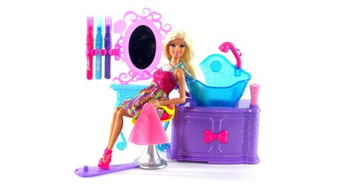 Barbie Toys Hairtastic Color And Wash Salon Toy Review Youtube