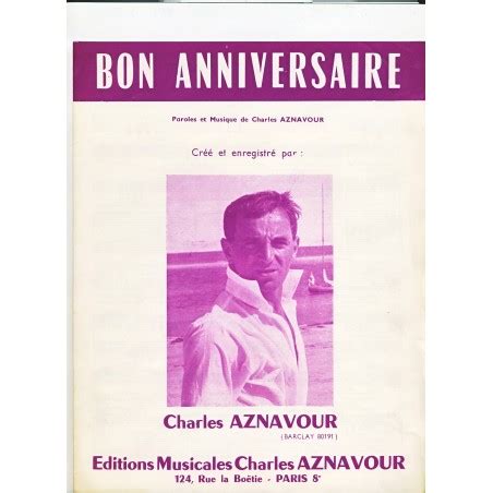Partition De Charles Aznavour Bon Anniversaire