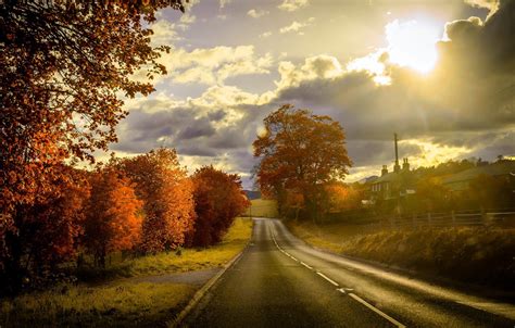Wallpaper Road Autumn Sunset Images For Desktop Section природа