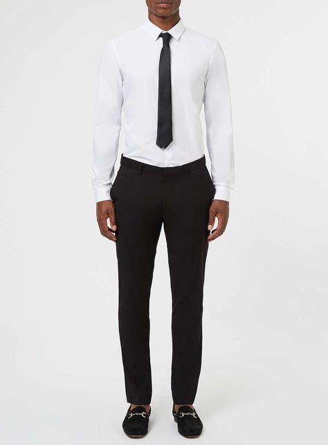 White Dress Shirt And Black Tie Set With Images Black Pants Men