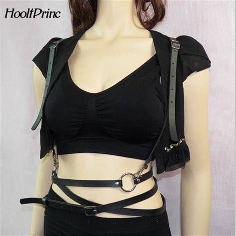 Gothic Suspender Women Leather Harness Sex Punk Cross Sculpting Body