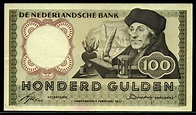 Dutch guilder banknotes 100 Gulden note 1953 Desiderius Erasmus|World ...