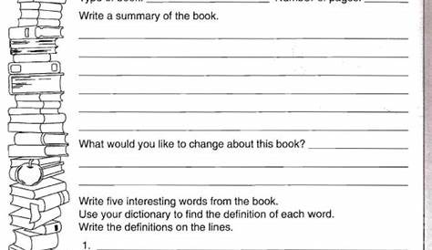 Summarizing Worksheet 4th Grade Book Report Worksheet in 2020 | Book