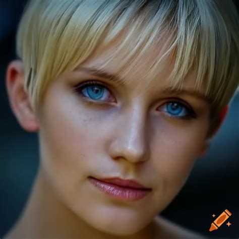 Detailed Portrait Of A Beautiful Young Woman With Big Light Eyes