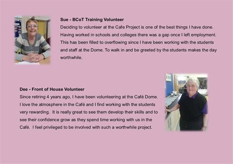 Volunteer Stories The Cafe Project Charity No 1150811