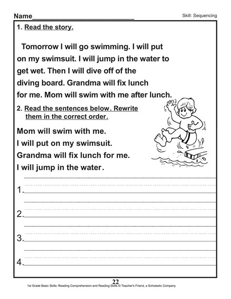 40 Scholastic 1st Grade Reading Comprehension Skills Worksheets