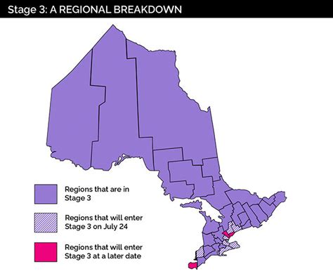 List Of Regions In Ontario Map That Can Move To Stage 3 To Do Canada