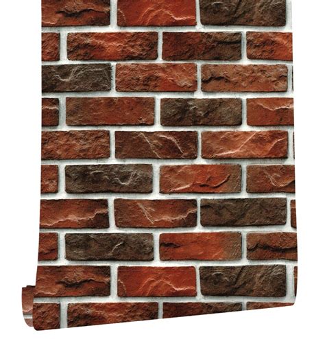 Haokhome Classic Brick Pvc Wallpaper Rolls 3d Brown Rust Stone Stacked