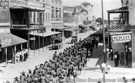 Iowa Soldiers Marching In The Streets In Browsville Texas As Part Of Their Mexican Border