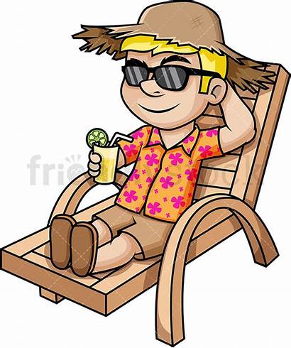 Relaxing Beach Clipart Vacation Guy Summer Cartoon