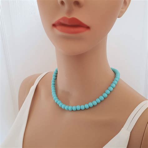 Handmade Turquoise Pearl Necklace Turquoise Gift Turquoise Etsy