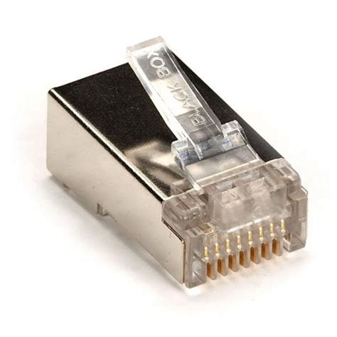 What connectors are used with cat5, cat5e and cat6 cable? Buy BlackBox FMTP5S-STR, CAT5 Modular Plug - MegaDepot