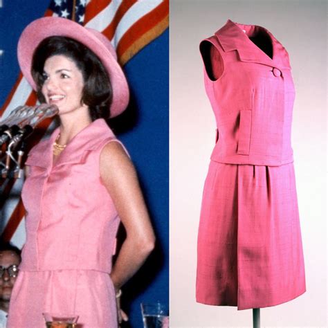 Jackie Kennedy Wears A Hot Pink Silk Shantung Sleeveless Suit Designed