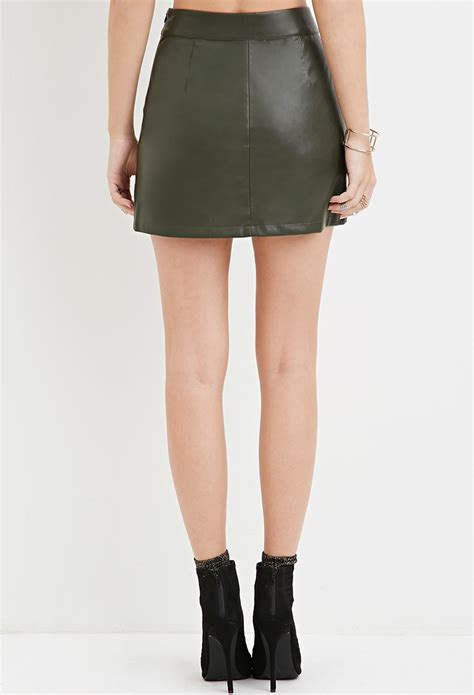 Lyst Forever Faux Leather Mini Skirt In Green