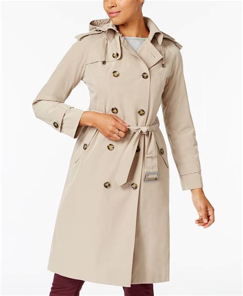 London Fog Hooded Petite Double Breasted Trench Coat Macys