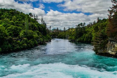 Turquoise Waikato River Huka Falls Taupo New Zealand Stock Photo
