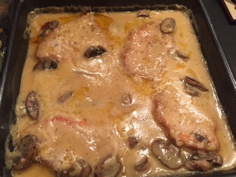 I seasoned my pork chops with salt, pepper, onion powder and garlic salt. pork chops with cream of mushroom soup in oven with rice