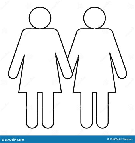 two girls lesbians icon outline style stock vector illustration of lovers mark 79885845