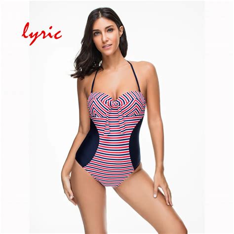 Lyric Pink Striped One Piece Swimsuit High Cut Patchwork Bathing Suit